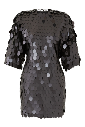 Shoulder-Pad Sequin Mini Dress